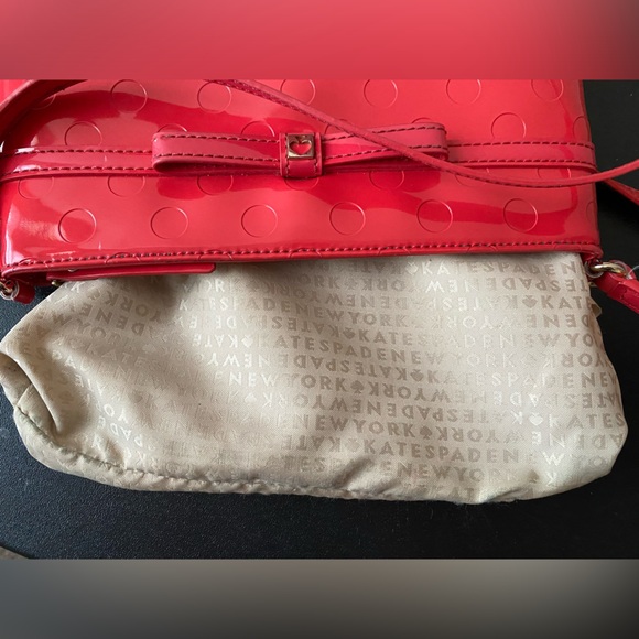 Kate Spade Red Patent Shoulder Bag / Crossbody • Used • Small Bow Detail - Picture 12 of 13
